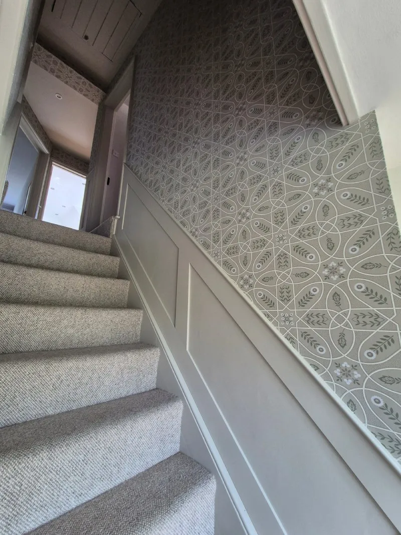 Staircase after redecoration in forest green